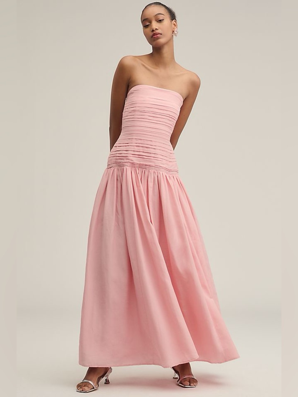 Anthropologie Lovaan Nancy Strapless Linen-Silk Drop-Waist Maxi Dress 2